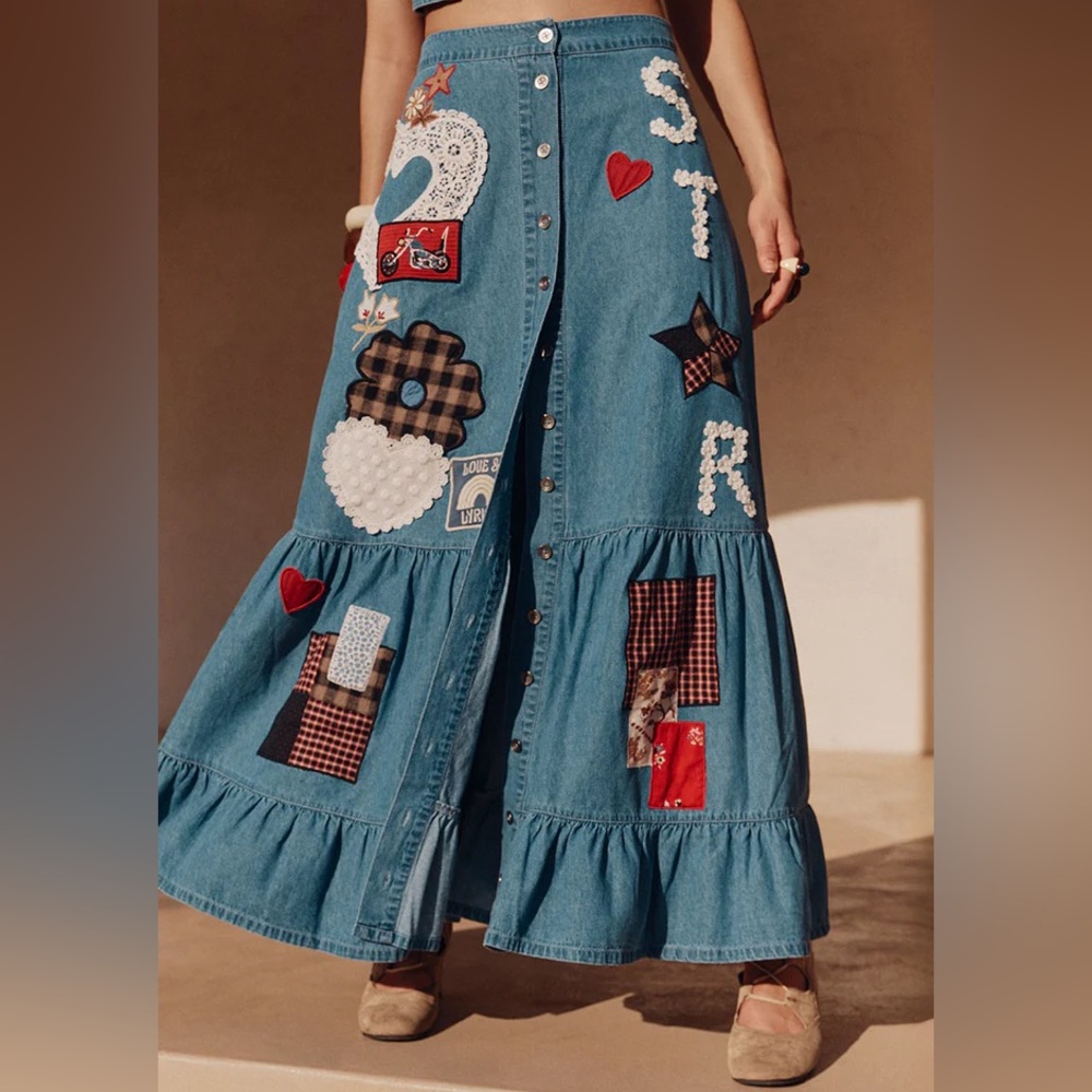 NWTS SPELL BOMBSHELL PATCHWORK SKIRT (L)